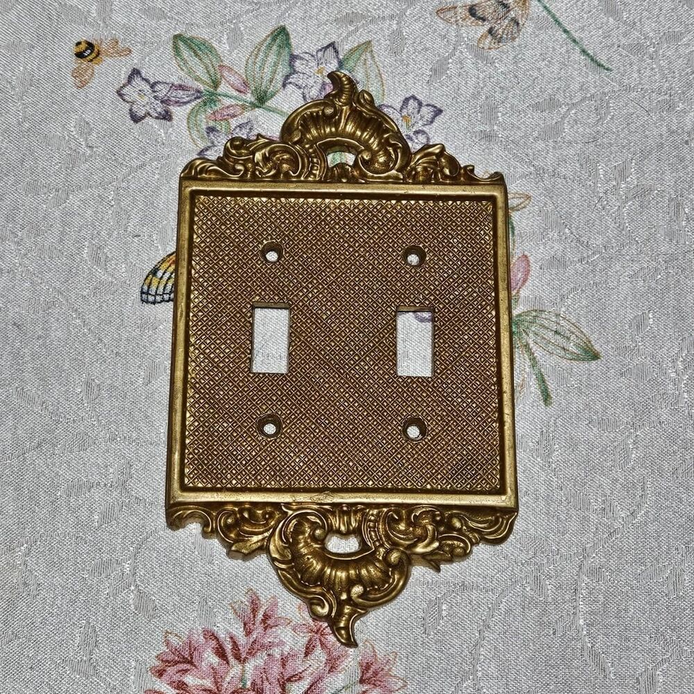 vintage cottagecore coquette heavy brass light switch cover